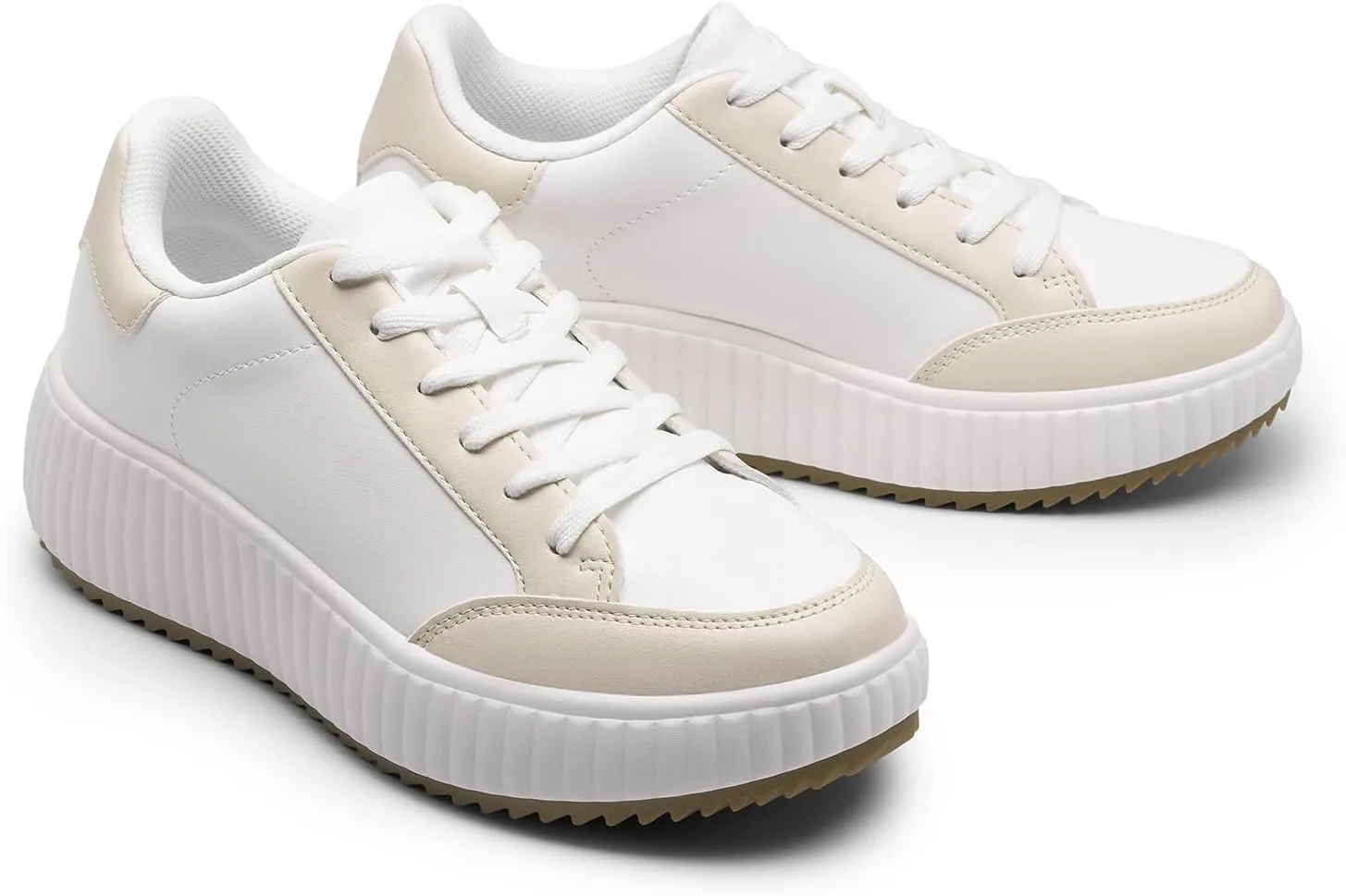 DREAM PAIRS Women Platform Chunky Lightweight Comfortable Casual Faux Leather Lace-Up Dee Walking Fashion Sneakers
