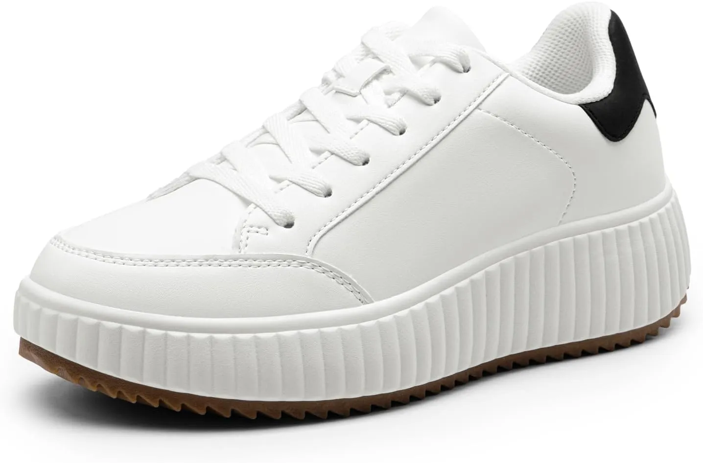 DREAM PAIRS Women Platform Chunky Lightweight Comfortable Casual Faux Leather Lace-Up Dee Walking Fashion Sneakers