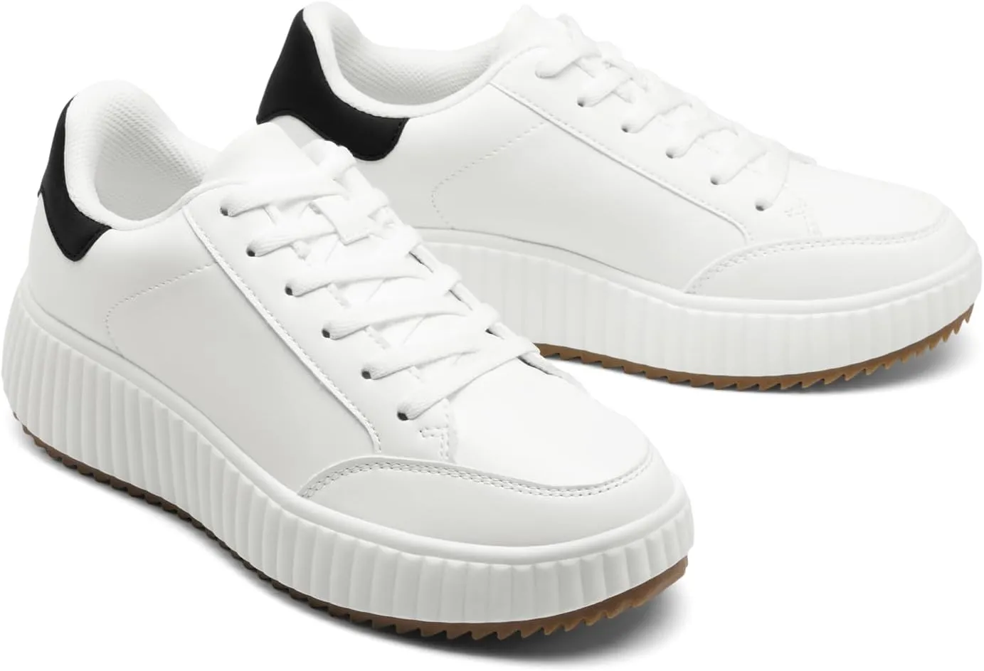 DREAM PAIRS Women Platform Chunky Lightweight Comfortable Casual Faux Leather Lace-Up Dee Walking Fashion Sneakers
