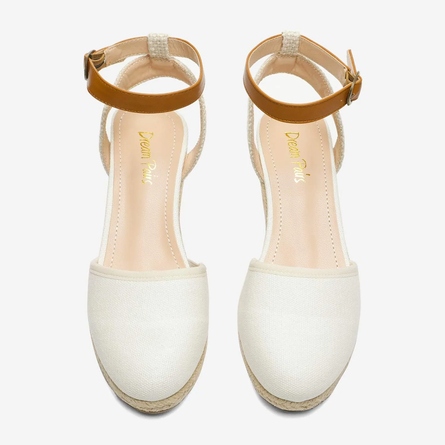 DREAM PAIRS Women's Ankle Strap Closed Toe Espadrille Wedge Heels Sandals