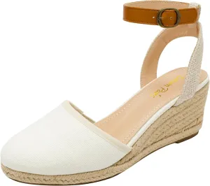 DREAM PAIRS Women's Ankle Strap Closed Toe Espadrille Wedge Heels Sandals