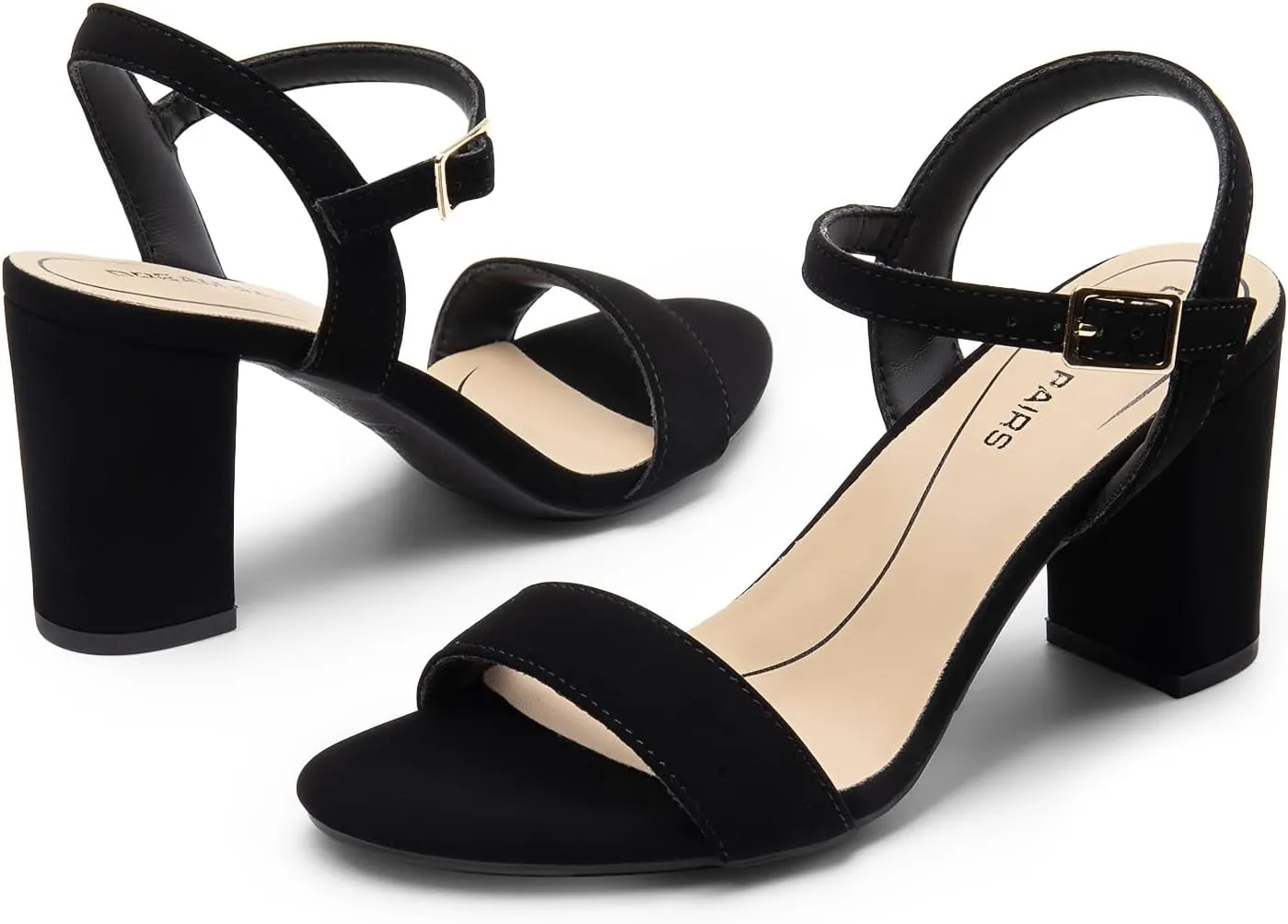 DREAM PAIRS Women's Chunky Heels Block Round Open Toe Ankle Strap Heel Fashion Wedding Party Comfort Dress Sandals Shoes