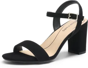 DREAM PAIRS Women's Chunky Heels Block Round Open Toe Ankle Strap Heel Fashion Wedding Party Comfort Dress Sandals Shoes