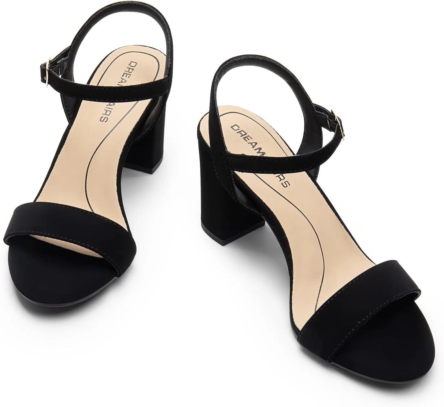 DREAM PAIRS Women's Chunky Heels Block Round Open Toe Ankle Strap Heel Fashion Wedding Party Comfort Dress Sandals Shoes