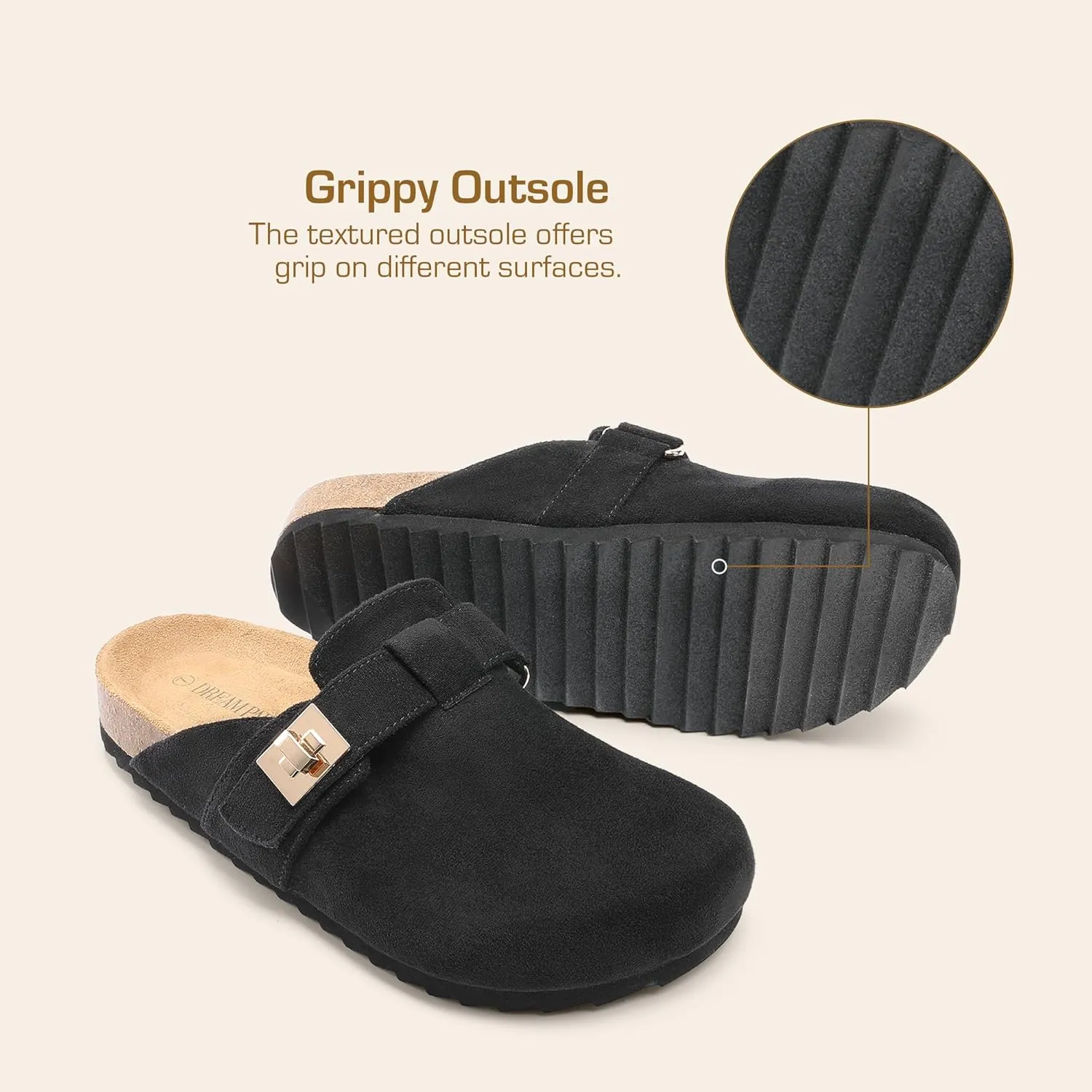 DREAM PAIRS Women's Clogs for Women Mules Cork Footbed Slip-On Shoes with Arch Support