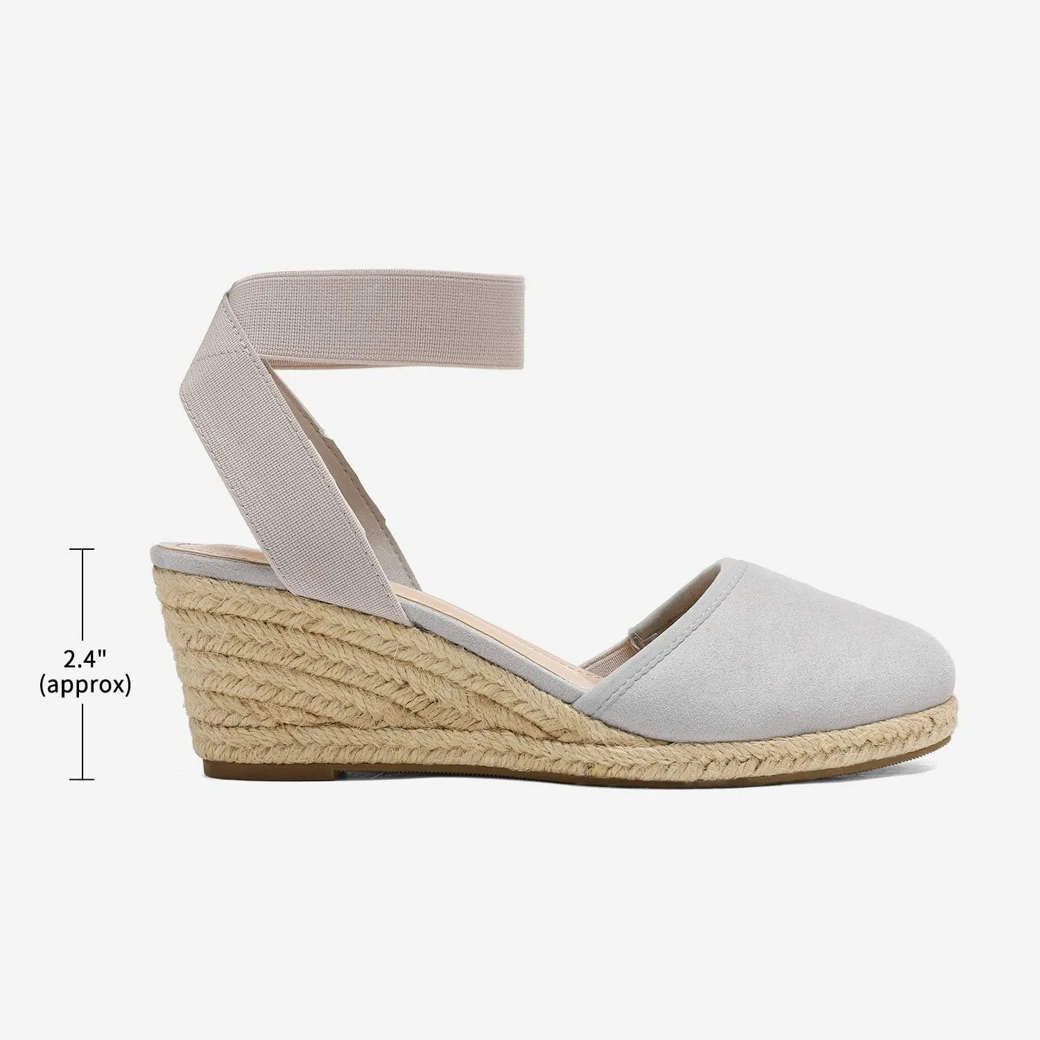 DREAM PAIRS Women's Elastic Ankle Strap Espadrilles Wedge Sandals