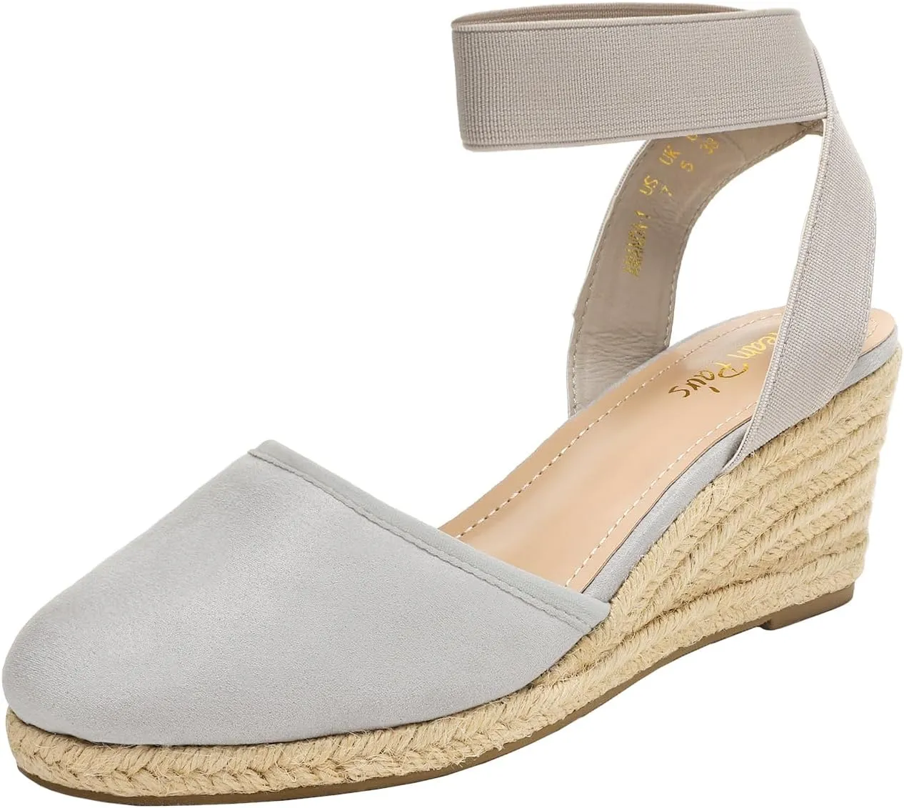 DREAM PAIRS Women's Elastic Ankle Strap Espadrilles Wedge Sandals