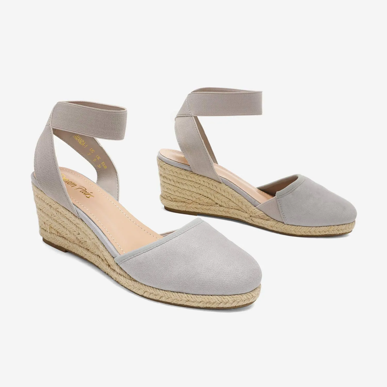 DREAM PAIRS Women's Elastic Ankle Strap Espadrilles Wedge Sandals