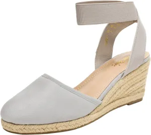 DREAM PAIRS Women's Elastic Ankle Strap Espadrilles Wedge Sandals