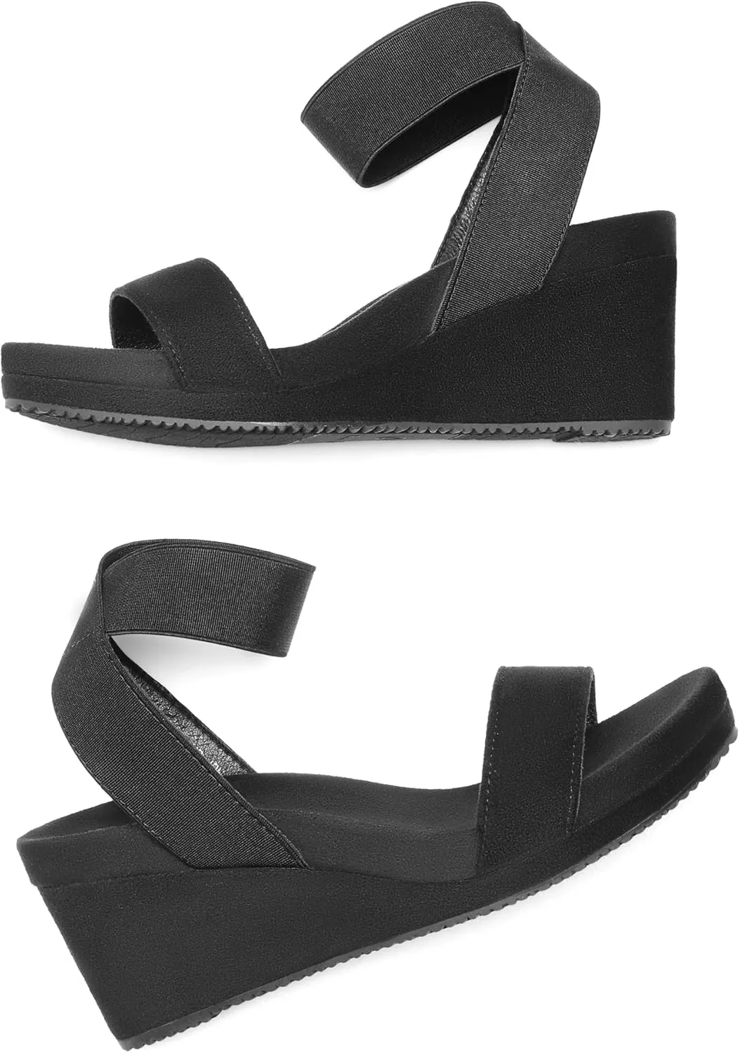 DREAM PAIRS Womens Elastic Ankle Strap Open Toe Platform Wedge Sandals Comfortable Summer Shoes