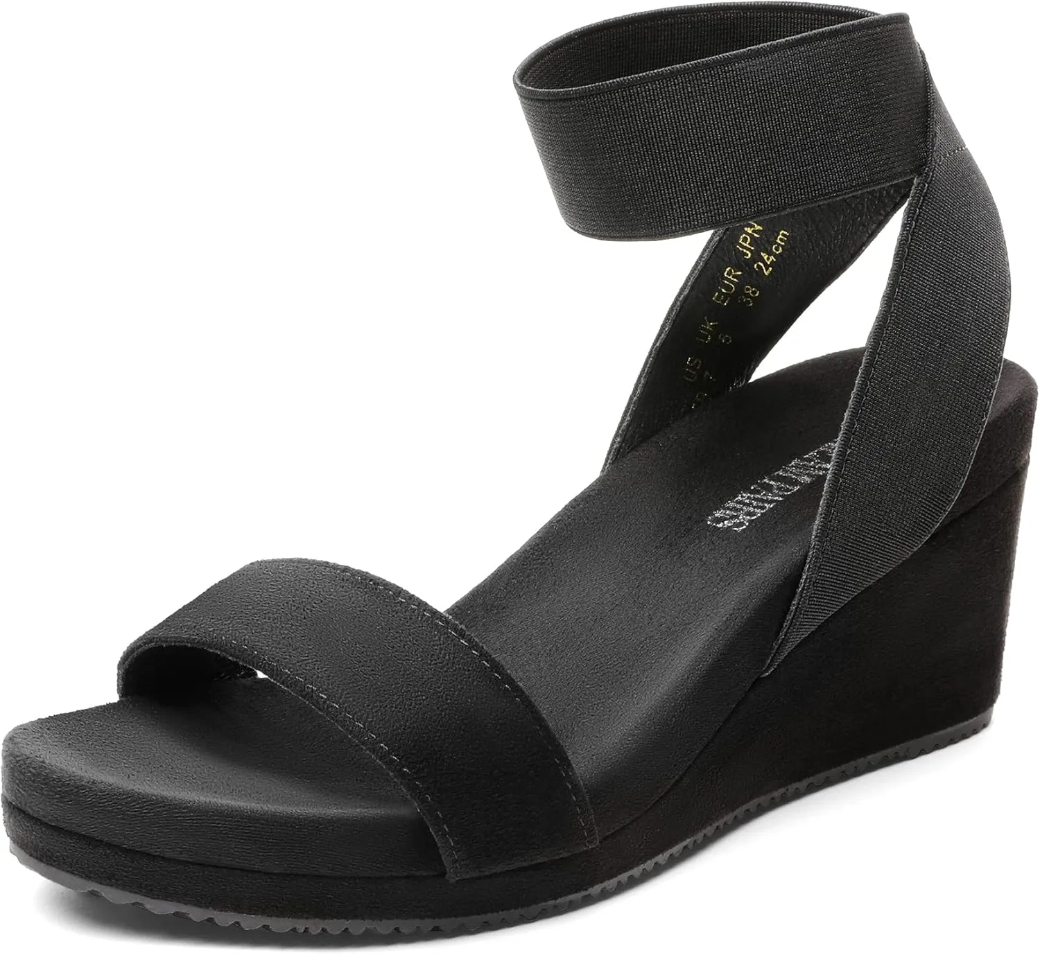DREAM PAIRS Womens Elastic Ankle Strap Open Toe Platform Wedge Sandals Comfortable Summer Shoes