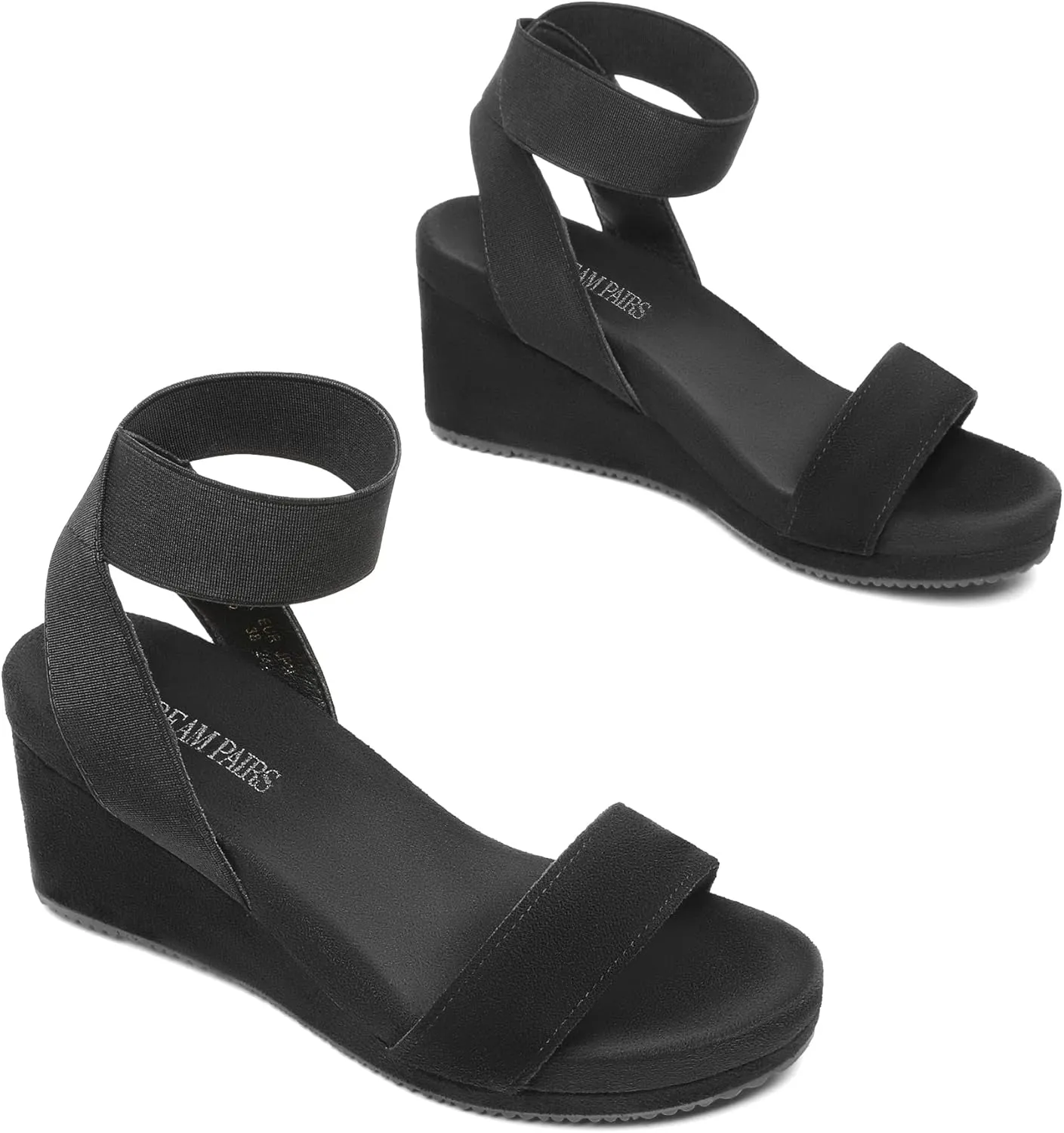 DREAM PAIRS Womens Elastic Ankle Strap Open Toe Platform Wedge Sandals Comfortable Summer Shoes