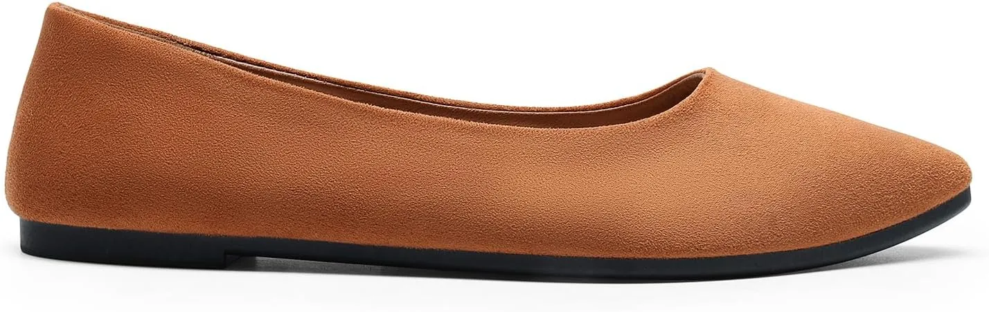 DREAM PAIRS Women’s Flats Comfortable Slip On Business Work Office Casual Suede Ballet Flats Pointed Toe Dress Shoes