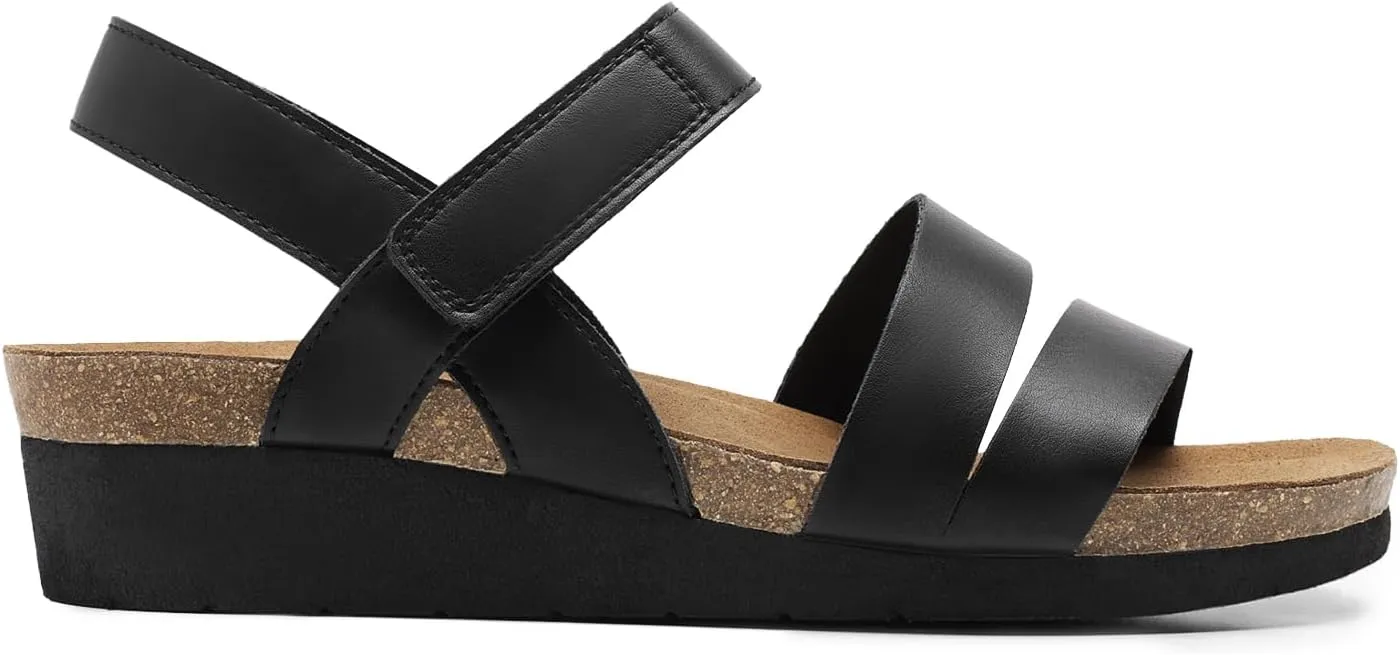 DREAM PAIRS Women's Low Heel Wedge Sandals, Round-Toe Comfortable Casual Flatform Dress Shoes with Arch Support