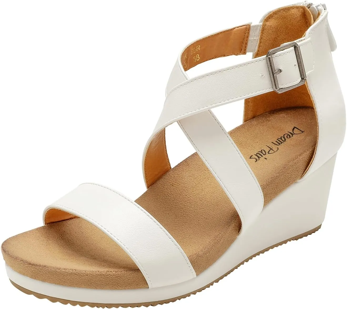 DREAM PAIRS Women's Open Toe Buckle Ankle Strap Summer Platform Wedge Sandals