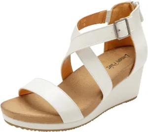 DREAM PAIRS Women's Open Toe Buckle Ankle Strap Summer Platform Wedge Sandals