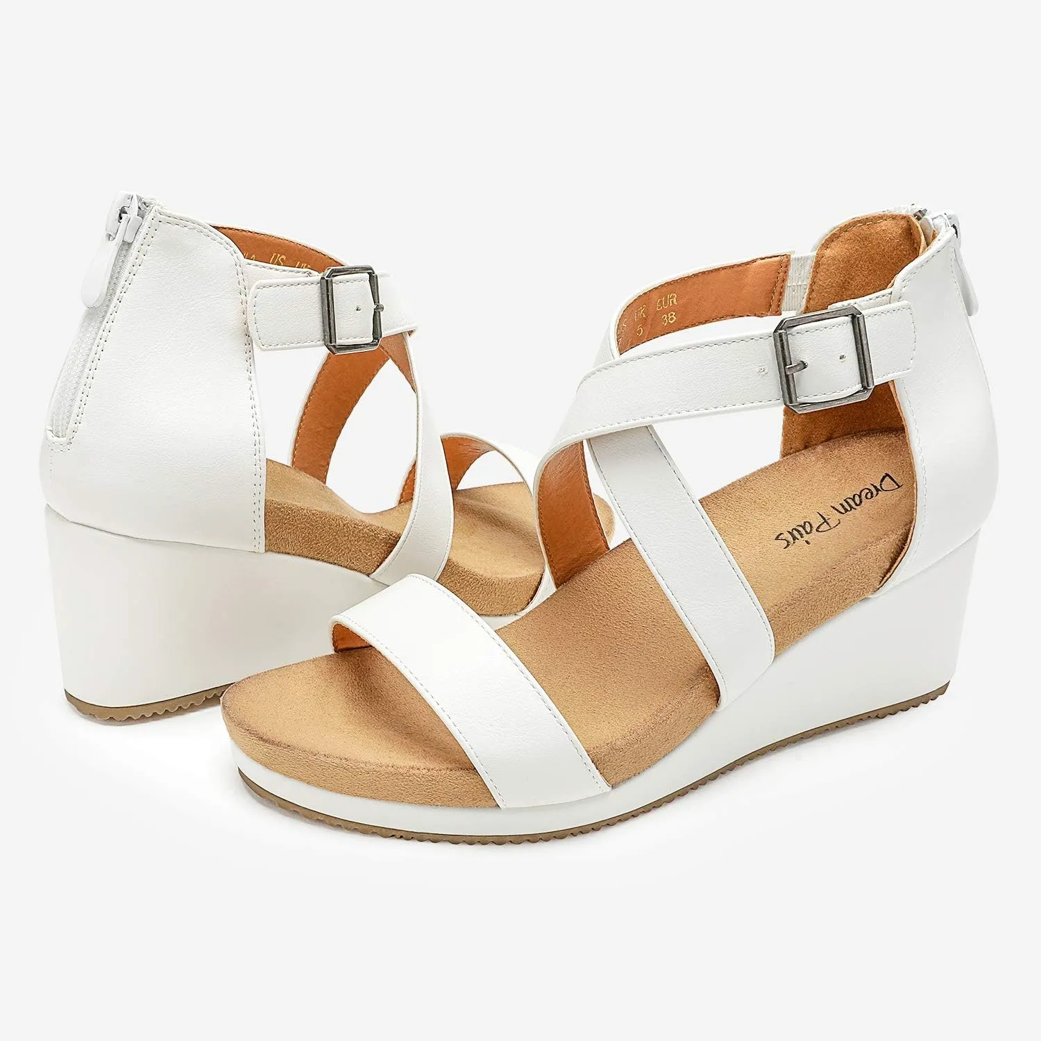 DREAM PAIRS Women's Open Toe Buckle Ankle Strap Summer Platform Wedge Sandals