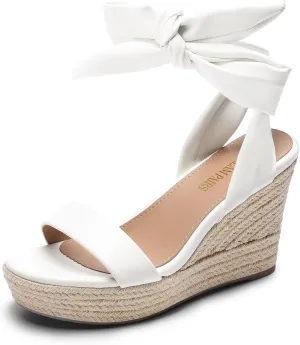 DREAM PAIRS Womens Open Toe Espadrilles Wedges Tie Lace Up Cute Ankle Strap Platform Sandals Dressy Shoes