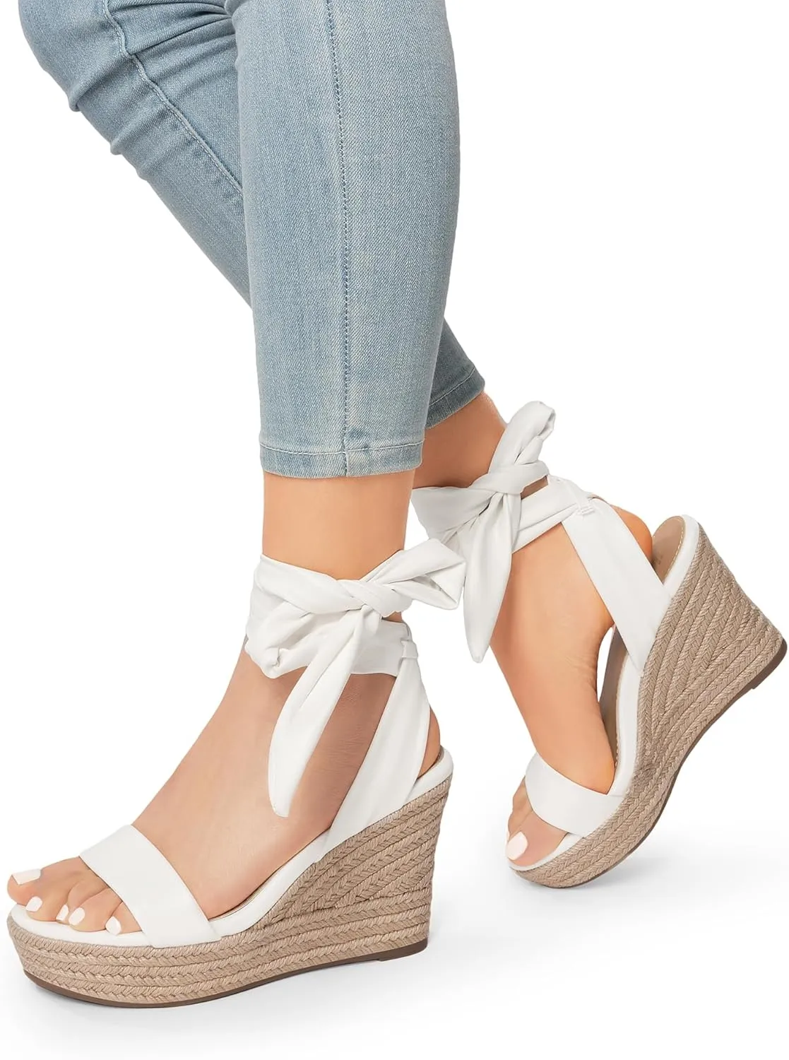 DREAM PAIRS Womens Open Toe Espadrilles Wedges Tie Lace Up Cute Ankle Strap Platform Sandals Dressy Shoes