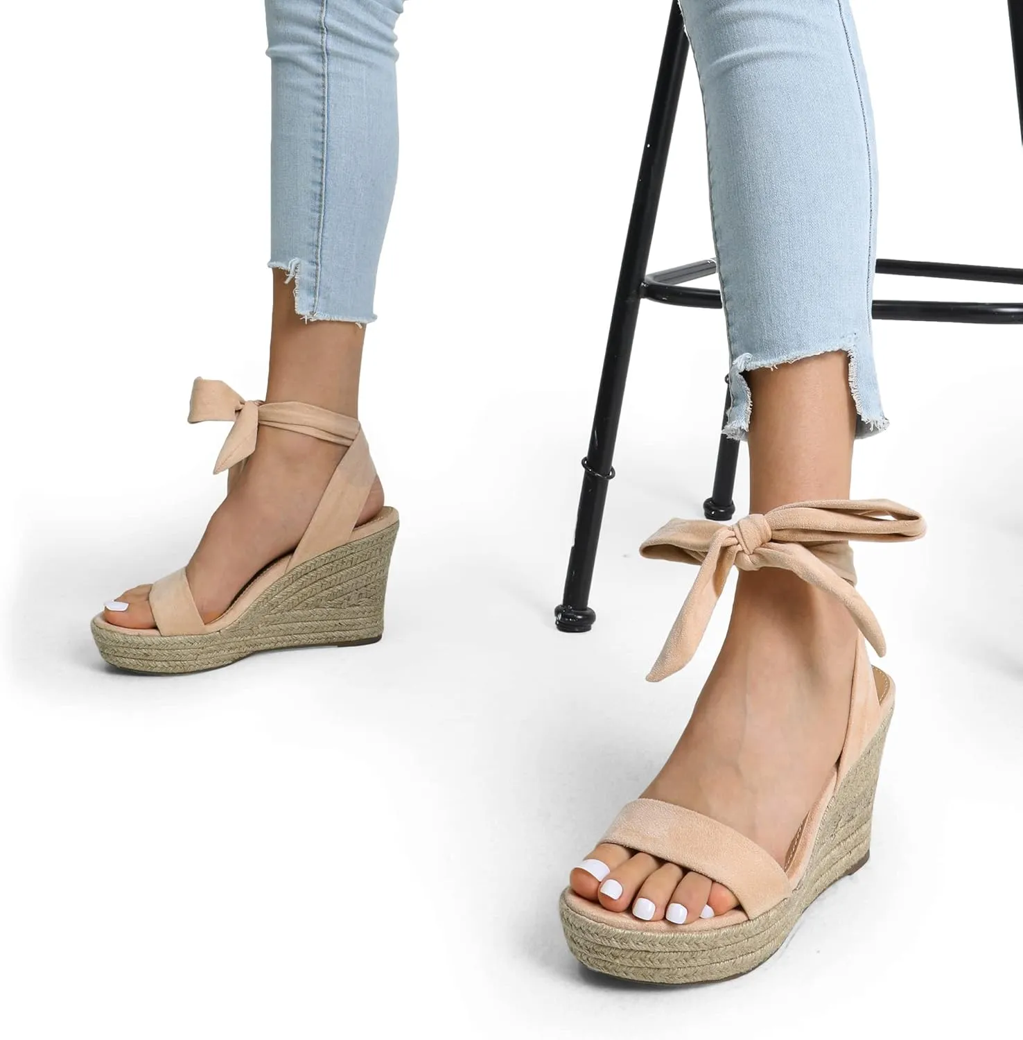 DREAM PAIRS Womens Open Toe Espadrilles Wedges Tie Lace Up Cute Ankle Strap Platform Sandals Dressy Shoes