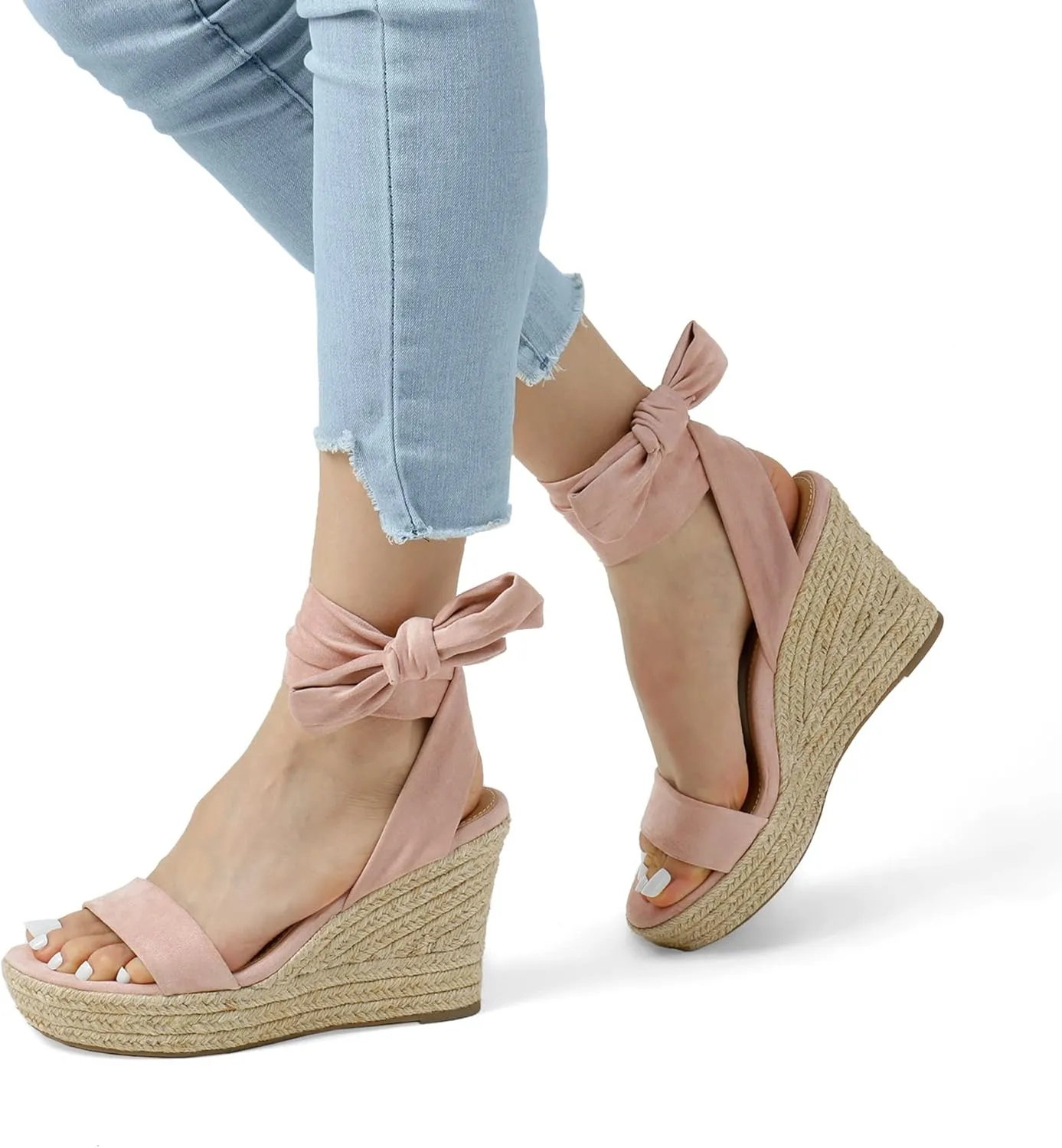 DREAM PAIRS Womens Open Toe Espadrilles Wedges Tie Lace Up Cute Ankle Strap Platform Sandals Dressy Shoes