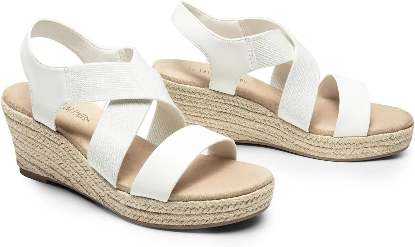 DREAM PAIRS Womens Platform Espadrilles Wedge Sandals, Slip on Elastic Ankle Strap Sandals for Women Casual Dressy Summer
