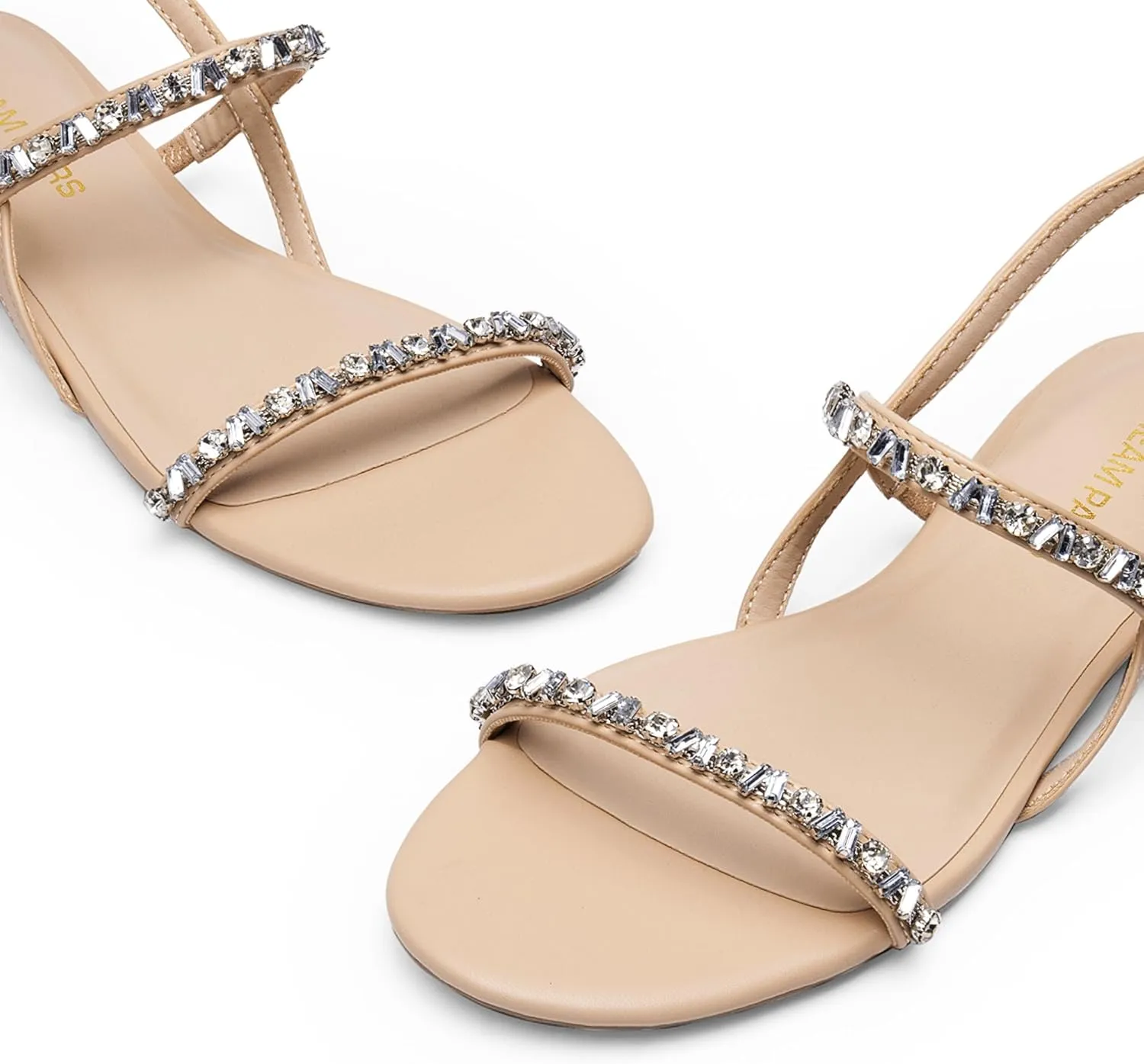 DREAM PAIRS Women's Rhinestone Sandals Open Toe Casual Dressy Sparkly Comfortable Flat Summer Shoes