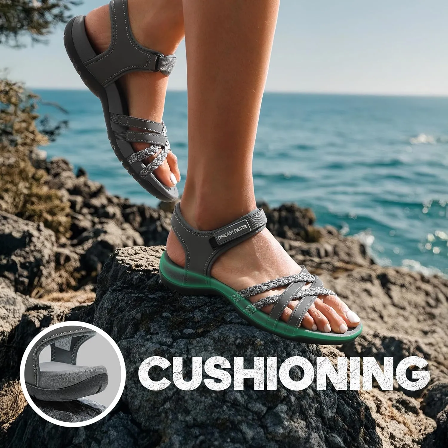 DREAM PAIRS Womens Sandals Light Weight Hiking Sandals for Women Comfortable Athletic Quick-Drying Walking Hiking Water Sandals