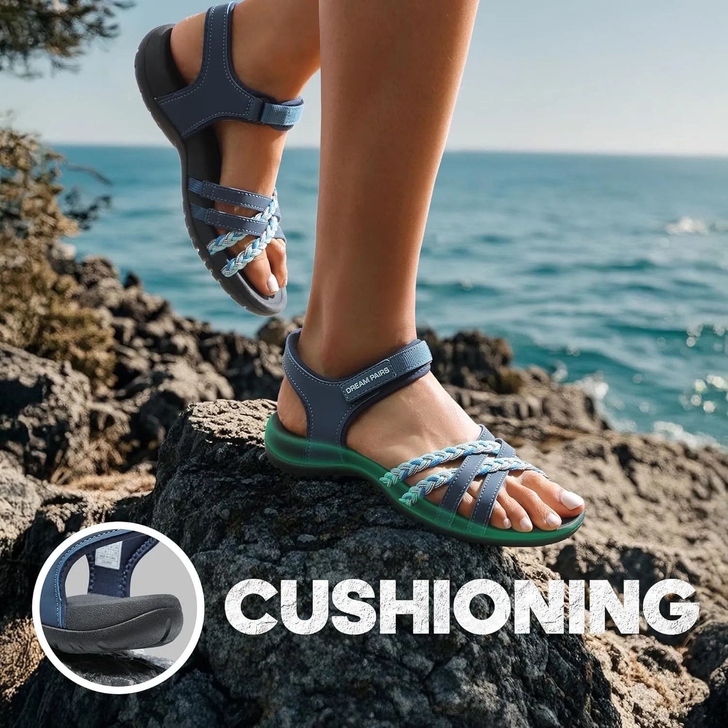 DREAM PAIRS Womens Sandals Light Weight Hiking Sandals for Women Comfortable Athletic Quick-Drying Walking Hiking Water Sandals