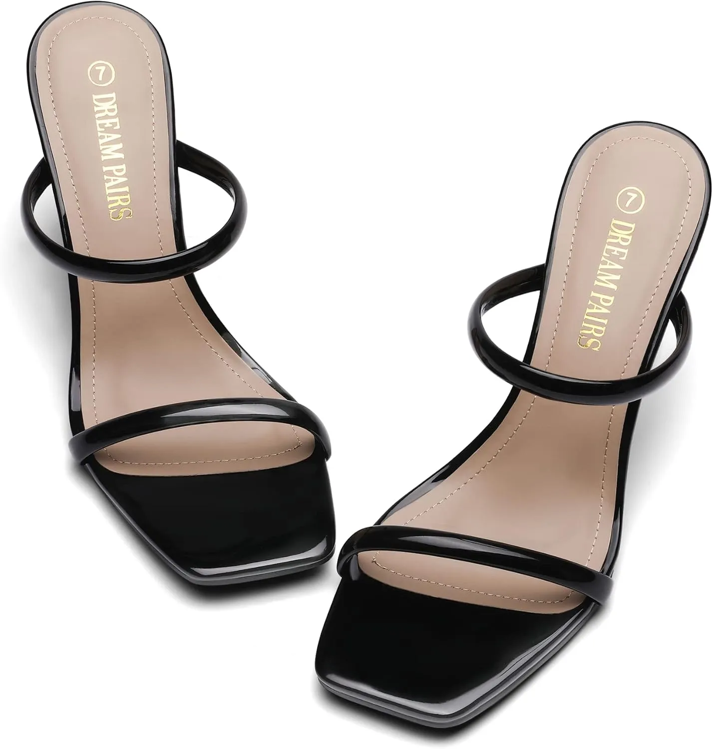 DREAM PAIRS Women's Slides Wedge Sandals Two Strap Square Open Toe Dress Shoes