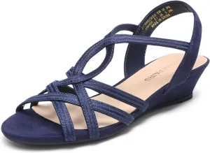DREAM PAIRS Women's Strappy Wrapped Dressy Wedge Sandals Comfortable Low Heel Casual Summer Shoes