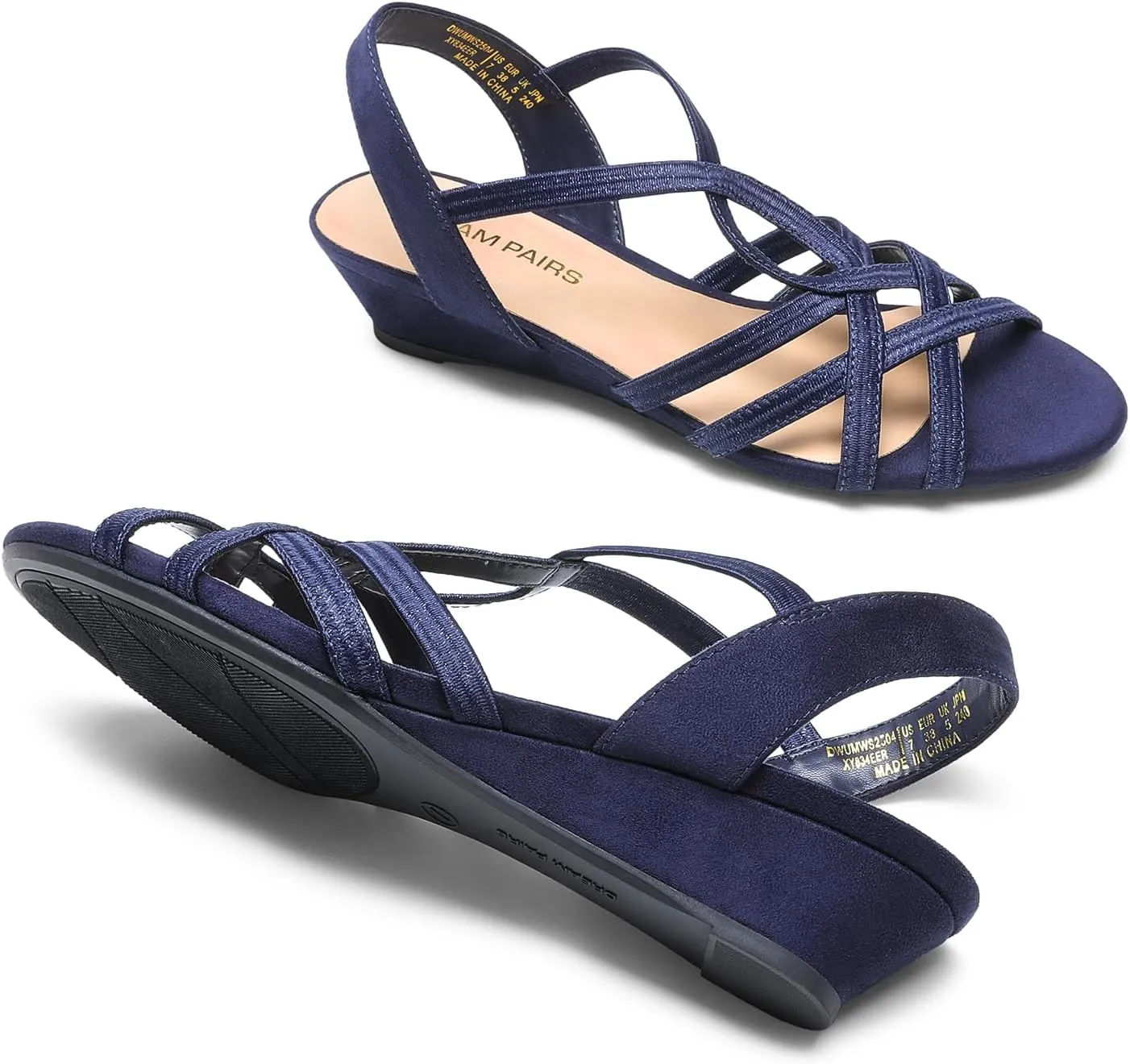 DREAM PAIRS Women's Strappy Wrapped Dressy Wedge Sandals Comfortable Low Heel Casual Summer Shoes