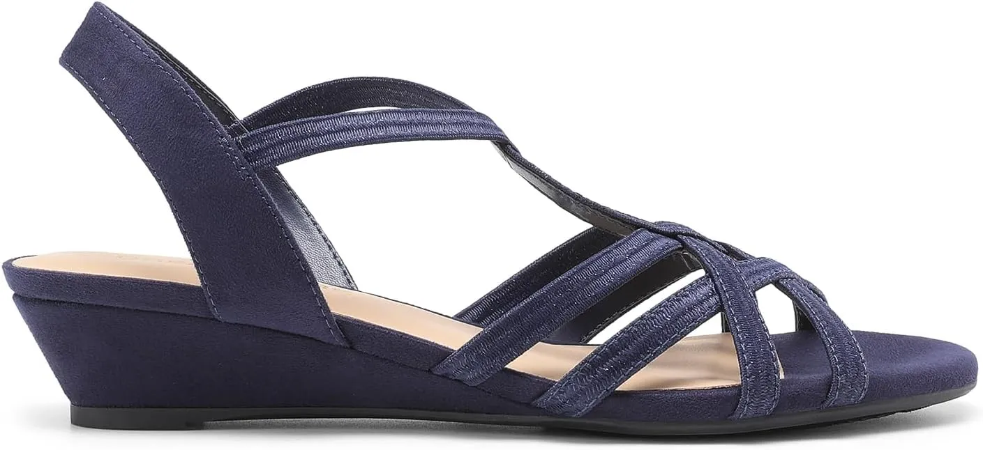 DREAM PAIRS Women's Strappy Wrapped Dressy Wedge Sandals Comfortable Low Heel Casual Summer Shoes