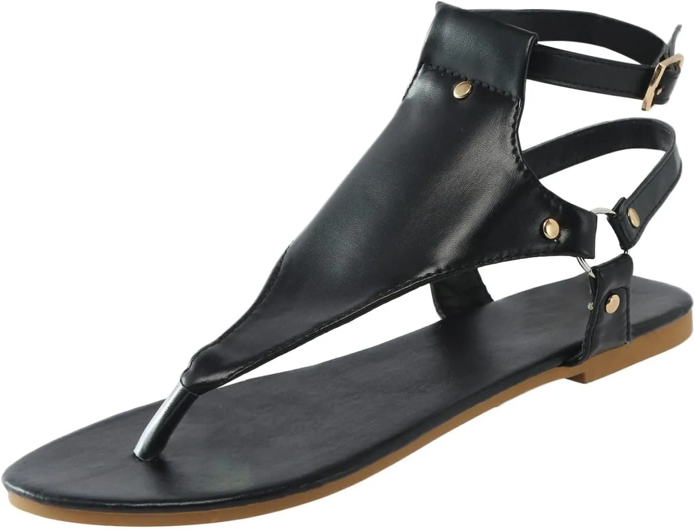 Dressy Thong Flip Flops for Women Open Toe Flat Beach Sandals Buckle Ankle Strap Casual Summer Shoes Outdoor Walking Sandal Ladies Casual Comfy Shoes Breathable Lightweight Sandals