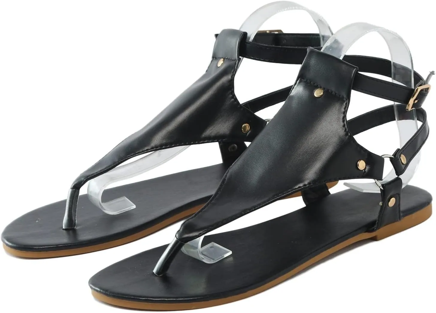 Dressy Thong Flip Flops for Women Open Toe Flat Beach Sandals Buckle Ankle Strap Casual Summer Shoes Outdoor Walking Sandal Ladies Casual Comfy Shoes Breathable Lightweight Sandals