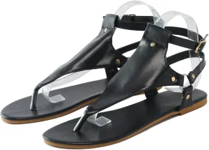 Dressy Thong Flip Flops for Women Open Toe Flat Beach Sandals Buckle Ankle Strap Casual Summer Shoes Outdoor Walking Sandal Ladies Casual Comfy Shoes Breathable Lightweight Sandals