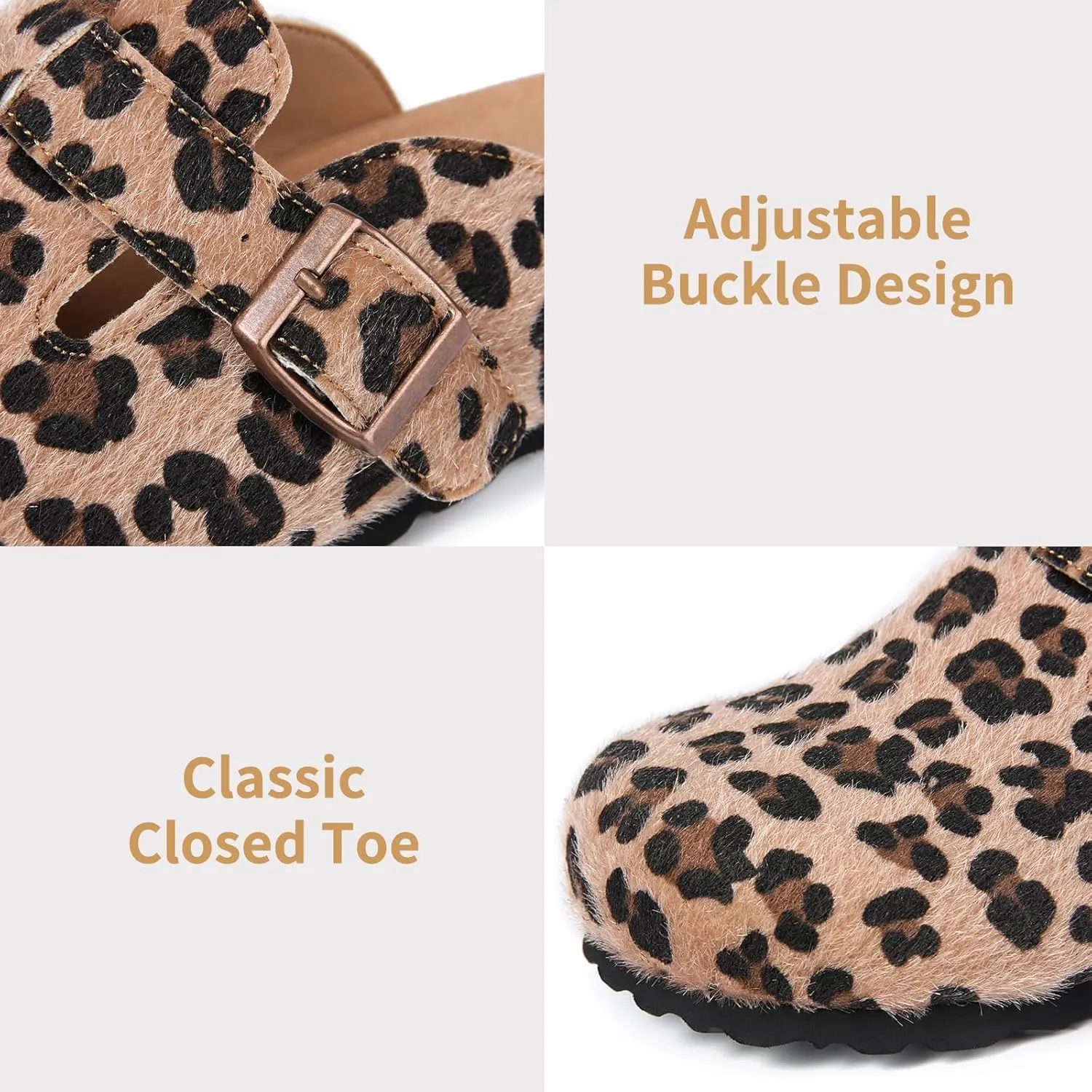 Dumalum Suede Clogs for Women & Men - Comfort Cork Footbed with Arch Support - Adjustable Buckle Mules Slip-On Sandals Unisex Potato Shoes Home Slippers