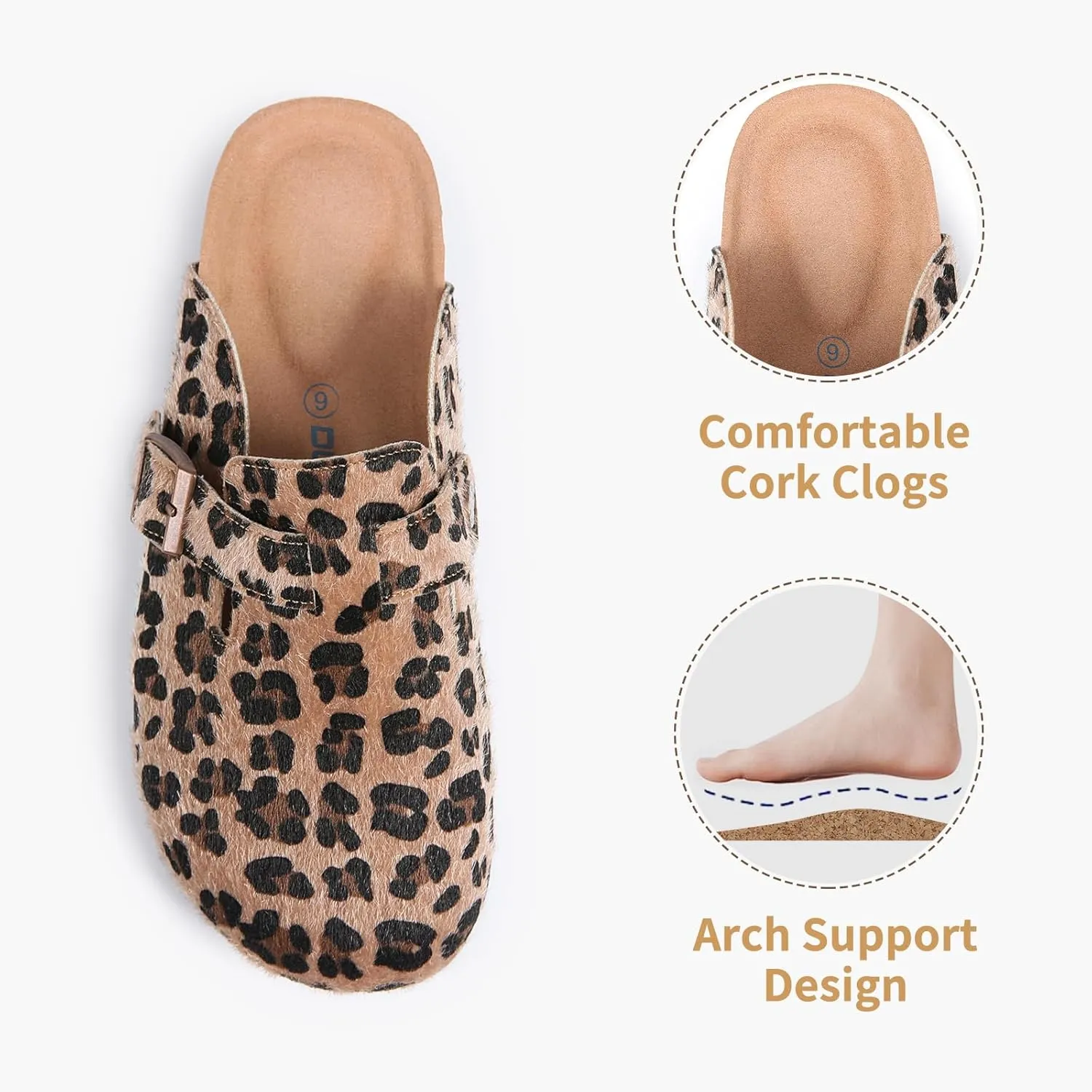 Dumalum Suede Clogs for Women & Men - Comfort Cork Footbed with Arch Support - Adjustable Buckle Mules Slip-On Sandals Unisex Potato Shoes Home Slippers
