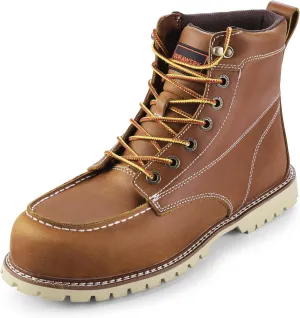DURAWERK Men's Composite Toe Work Boots, Non-Slip Safety Shoes, Water-Resistant Leather Construction Boots