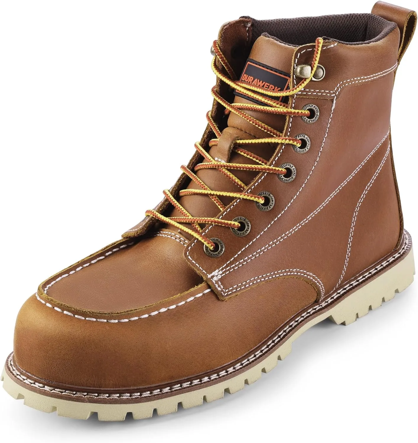 DURAWERK Men's Composite Toe Work Boots, Non-Slip Safety Shoes, Water-Resistant Leather Construction Boots