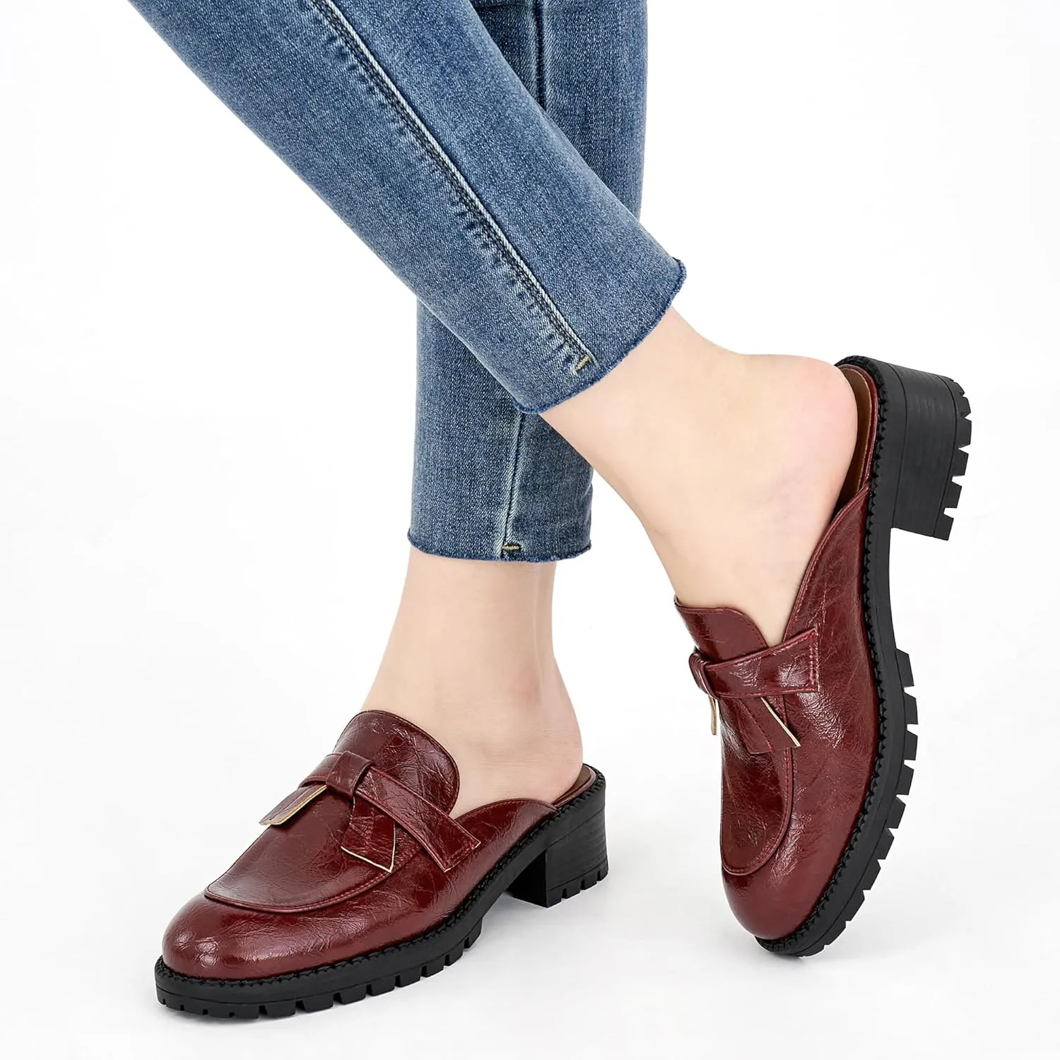 Ecetana Mules for Women Dressy Comfortable Slip on Chunky Backless Loafers Casual Slides Shoes for Business Fashion