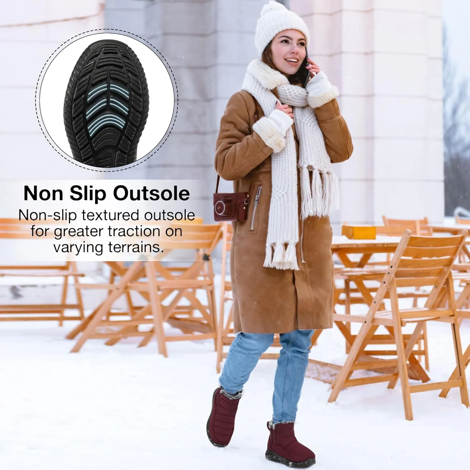 Ecetana Womens Snow Boots Winter Shoes: Ankle Booties Warm Fur Lined Waterproof Non-Slip Boots for Women