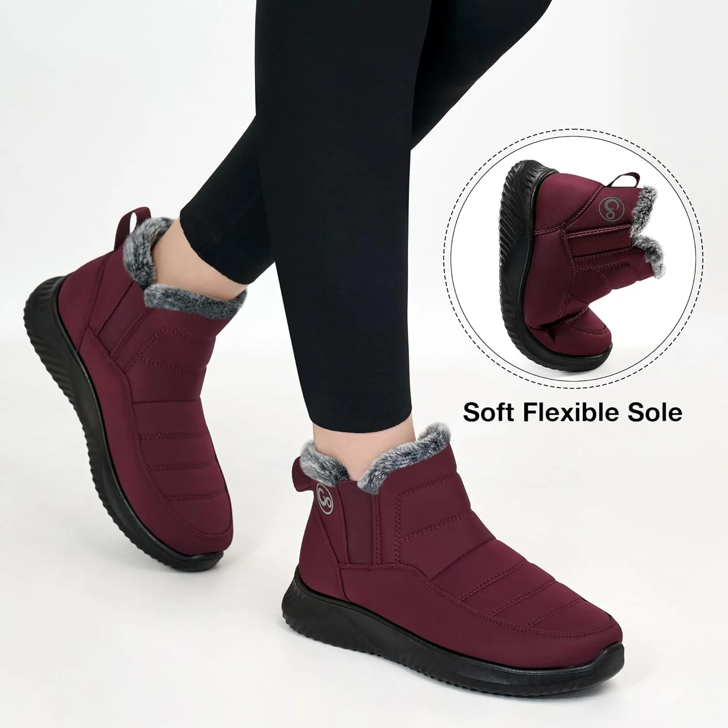 Ecetana Womens Snow Boots Winter Shoes: Ankle Booties Warm Fur Lined Waterproof Non-Slip Boots for Women