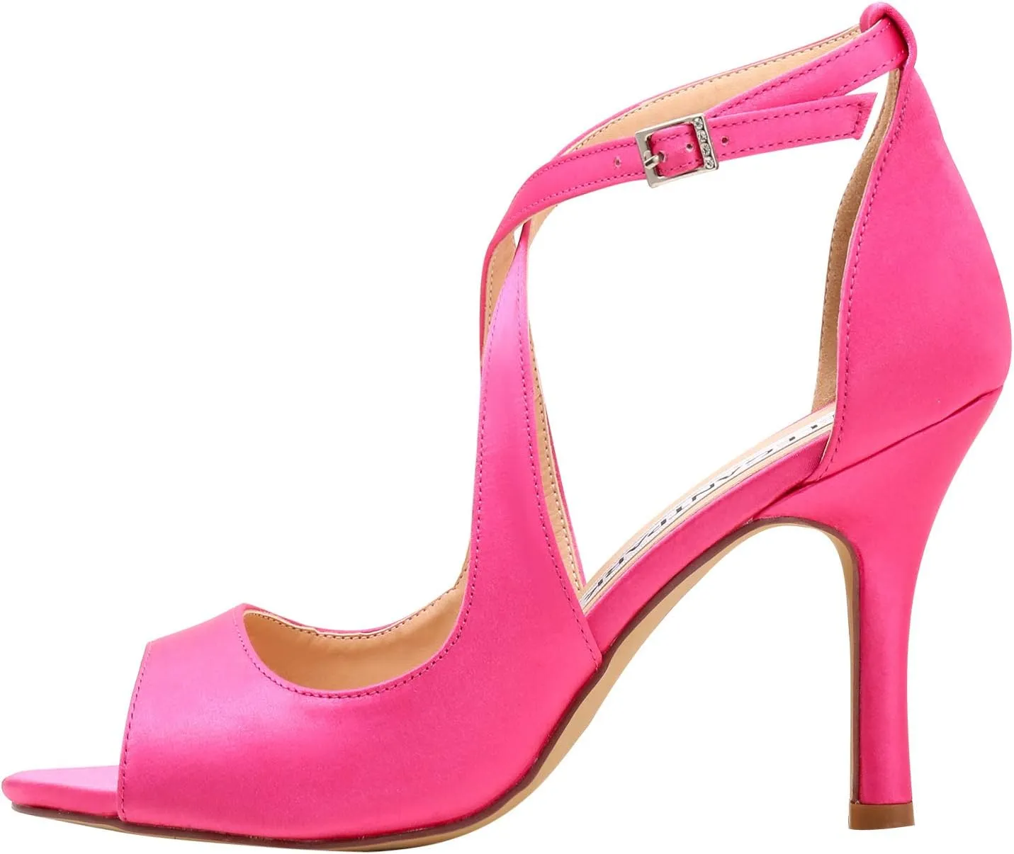 ELEGANTPARK Sandals for Women Peep Toe High Heels Cross Strappy Wedding Evening Dress Shoes Buckle Stain