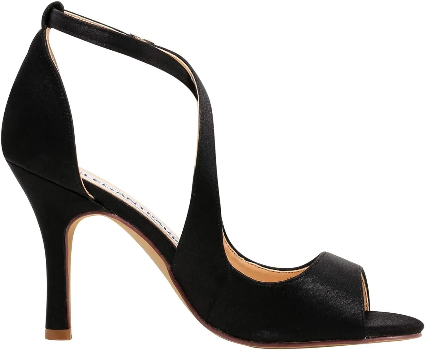 ELEGANTPARK Sandals for Women Peep Toe High Heels Cross Strappy Wedding Evening Dress Shoes Buckle Stain