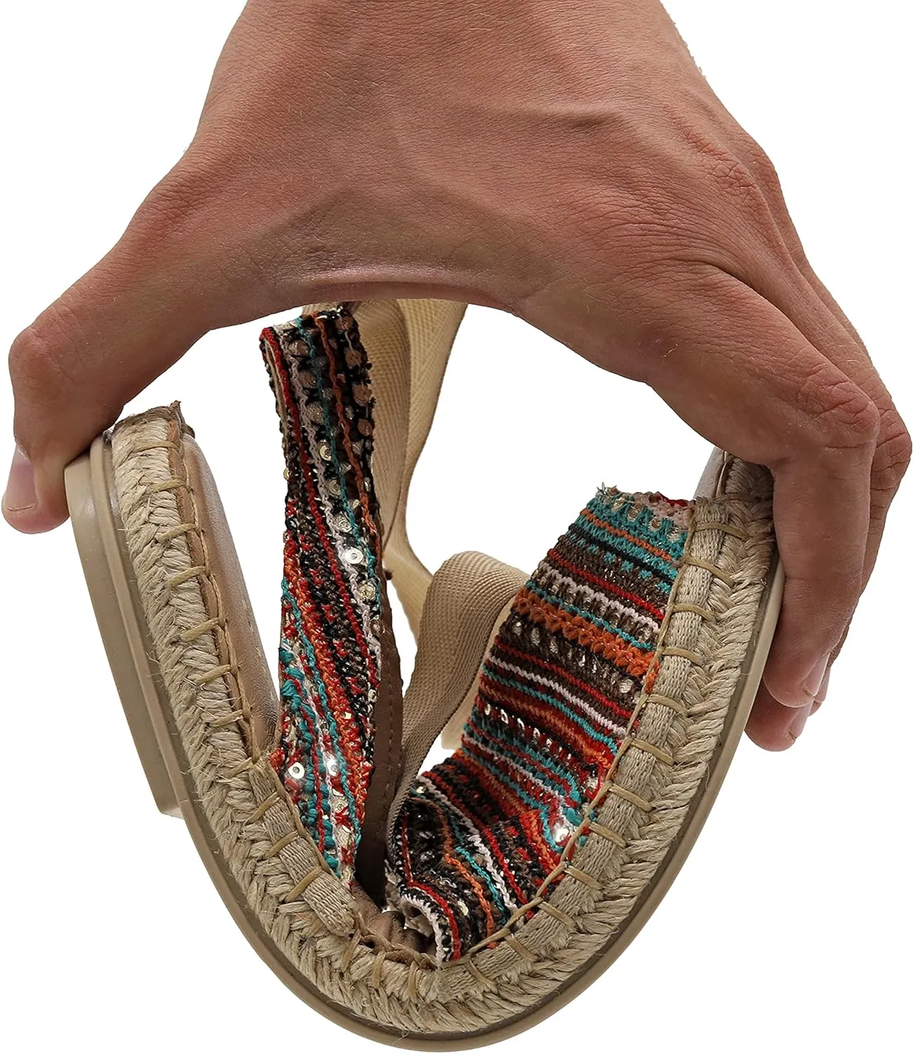 Emmanuela Colourful Knitted Fabric Espadrilles, Medium Wedge Lace up Boho Chic Summer Shoes, Peep Toe Espadrilles Handmade and Hand Stiched in Greece
