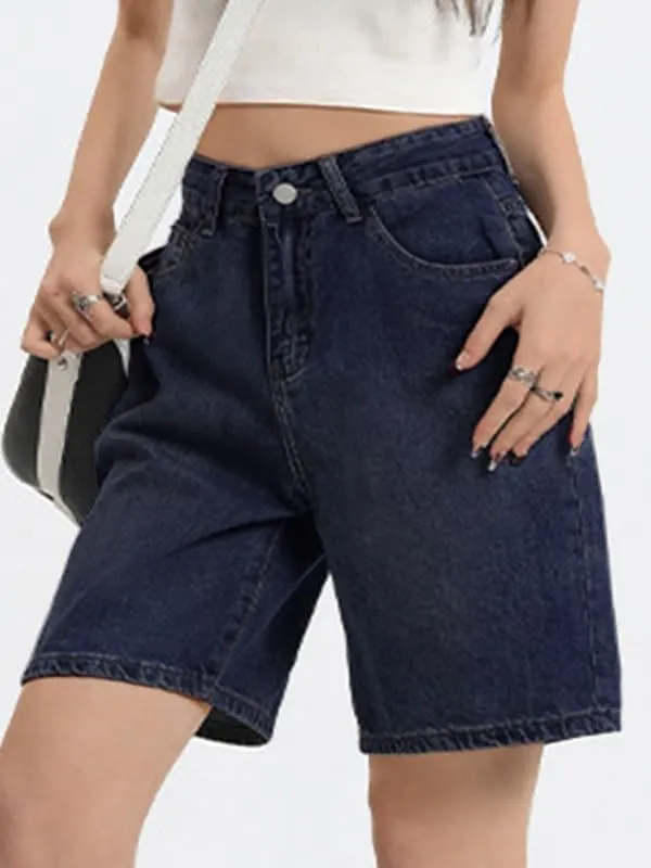 EMMIOL Denim Shorts Embroidered Jorts Baggy Wide Leg Summer Casual Jean Shorts Y2K Hip-Hop 2025 Fashion Streetwear