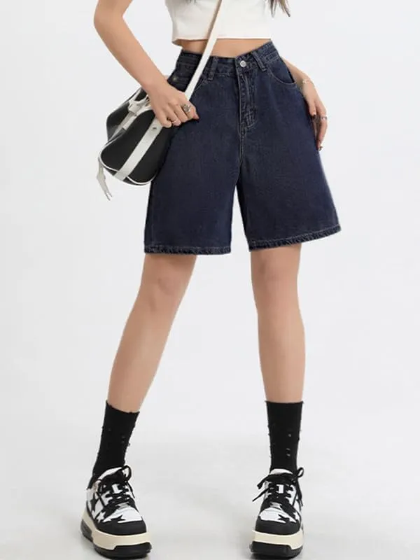 EMMIOL Denim Shorts Embroidered Jorts Baggy Wide Leg Summer Casual Jean Shorts Y2K Hip-Hop 2025 Fashion Streetwear