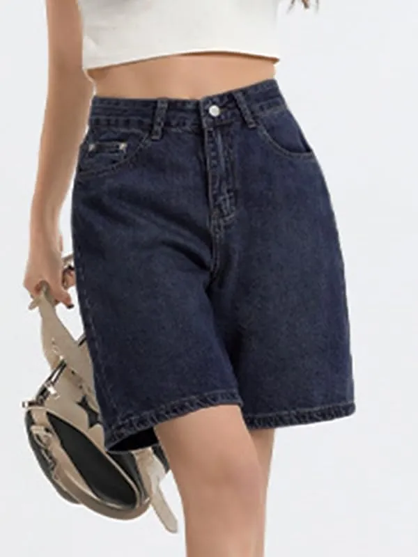 EMMIOL Denim Shorts Embroidered Jorts Baggy Wide Leg Summer Casual Jean Shorts Y2K Hip-Hop 2025 Fashion Streetwear