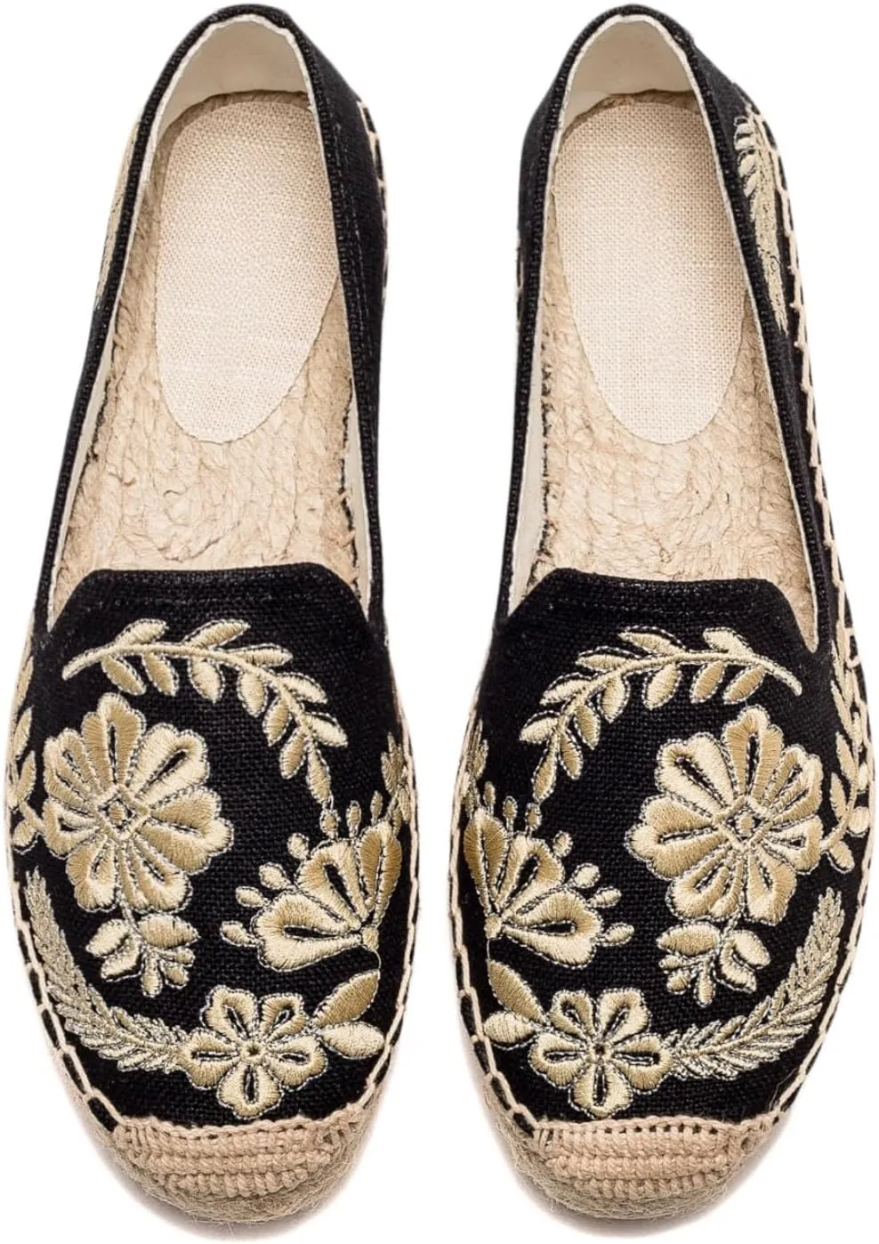 Espadrilles for Women - Casual Loafers Thick Sole Embroidery Flat Round-Toe Design Non-Slip Bottom Easy to On Off Suitable for Work,Outdoor,Home